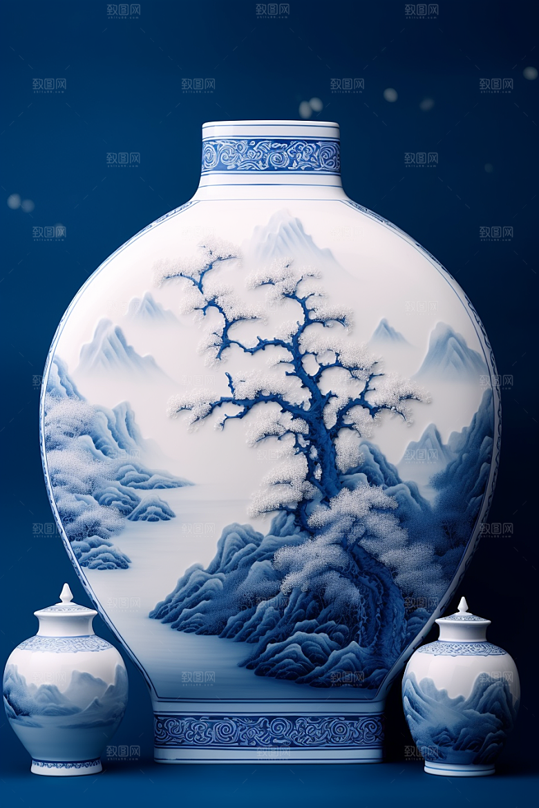 青花瓷丹青器皿瓷器