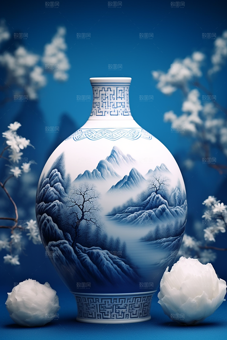 青花瓷水墨丹青瓷器