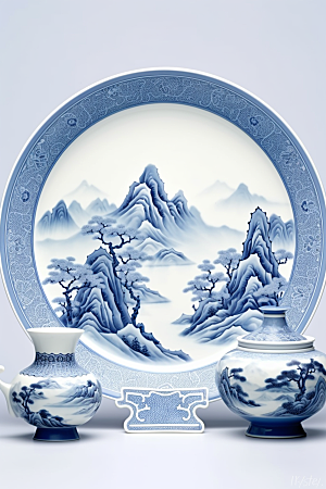 青花瓷中国风陶瓷瓷器