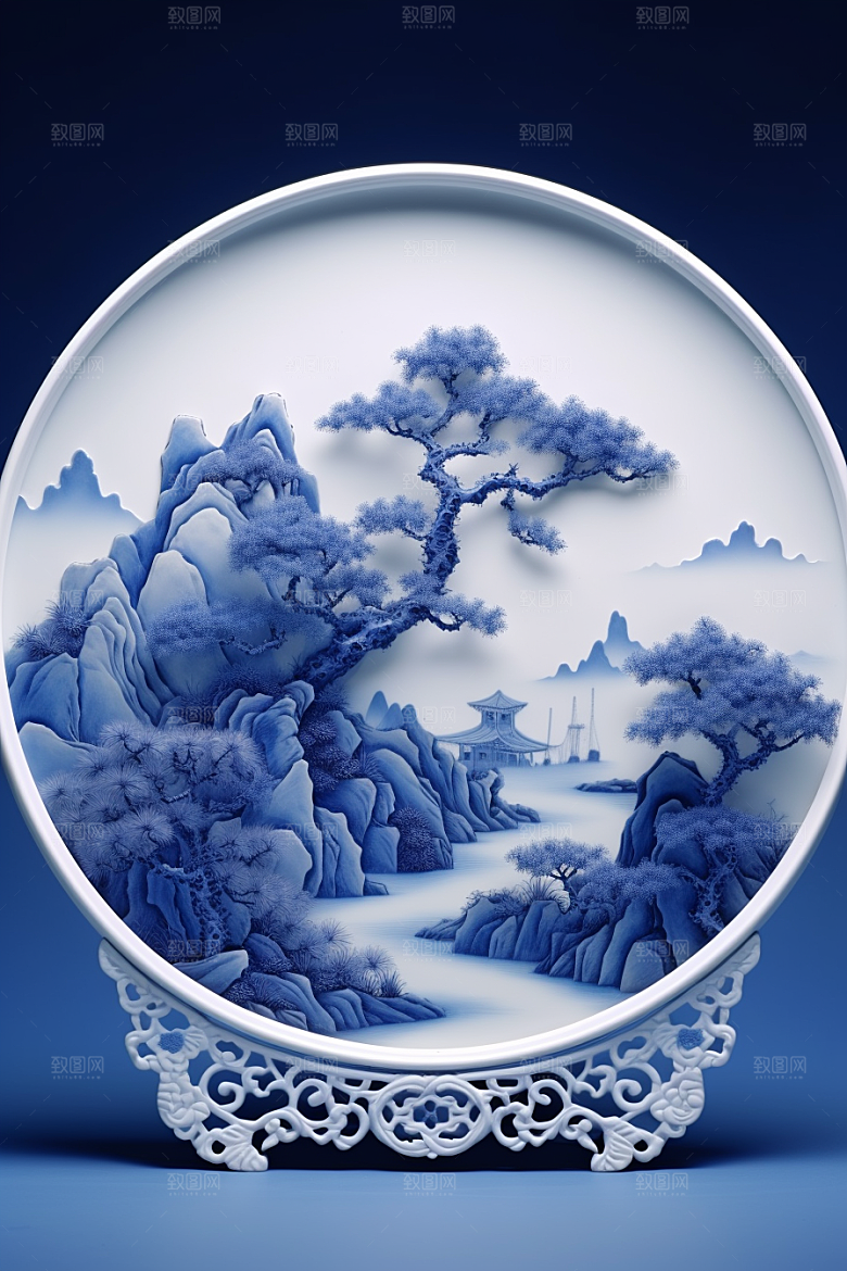 青花瓷古董国潮瓷器
