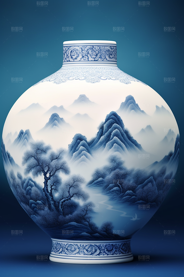 青花瓷器皿国潮瓷器