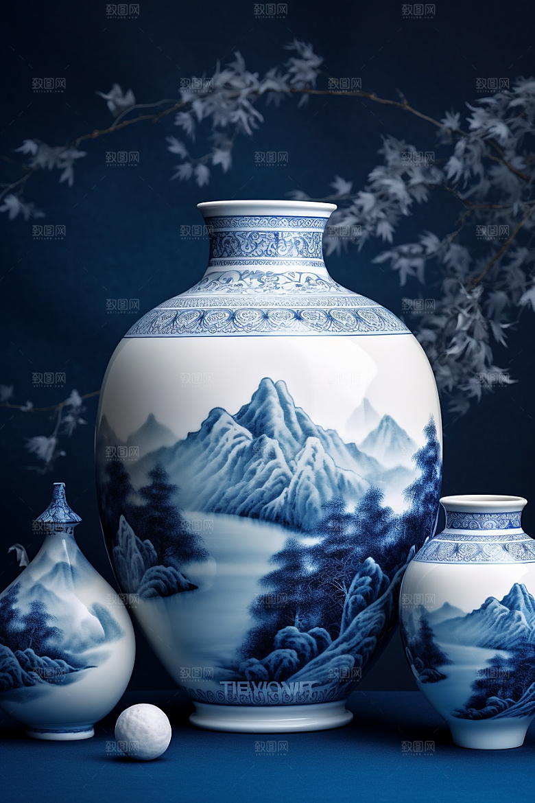 青花瓷古董陶瓷瓷器