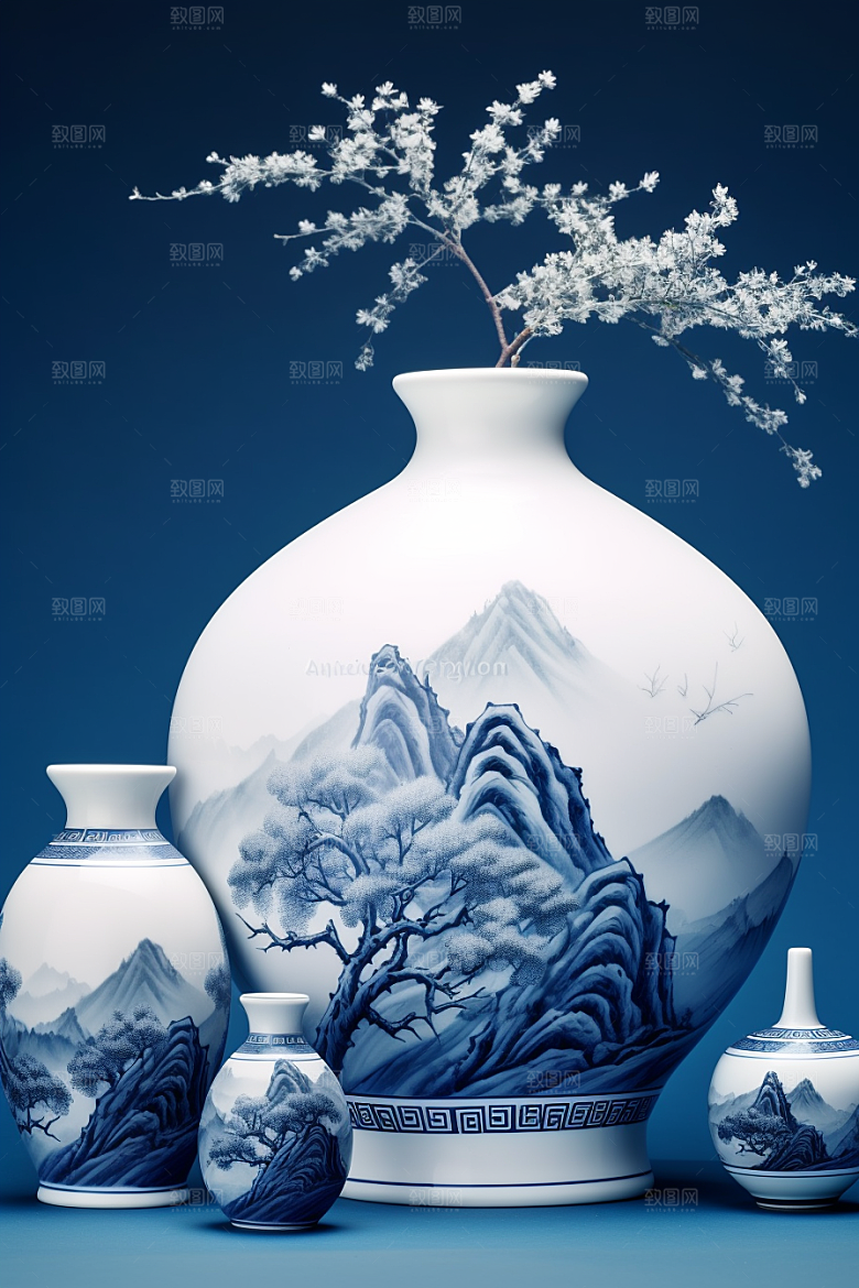 青花瓷陶瓷中国风瓷器