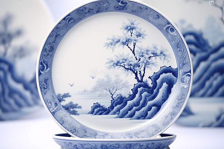 青花瓷国潮器皿瓷器
