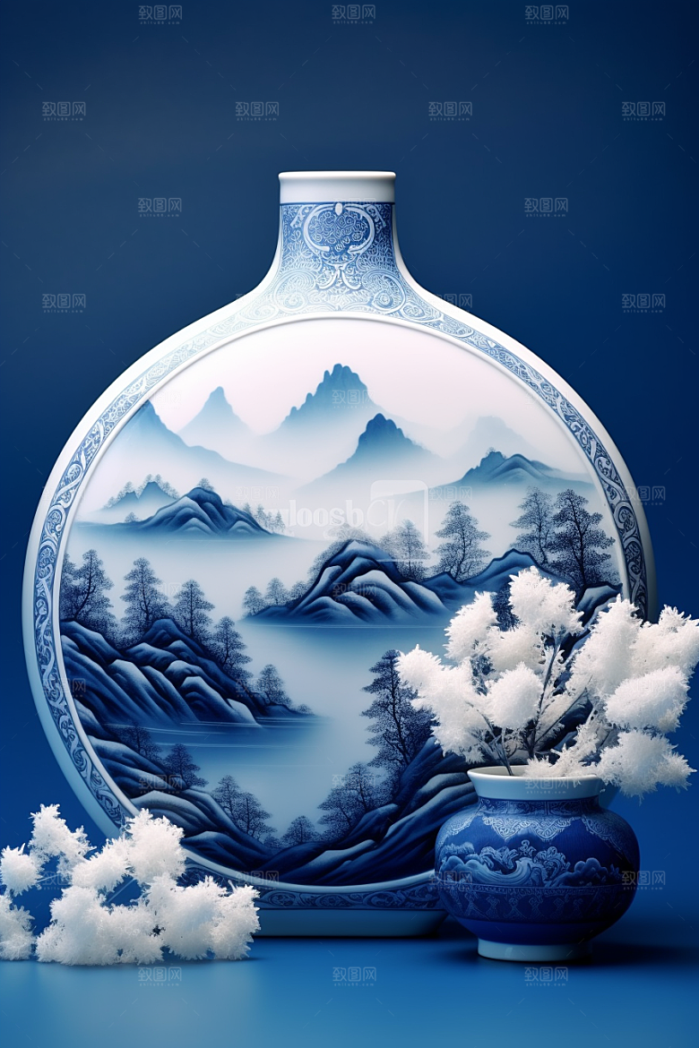 青花瓷中国风古董瓷器