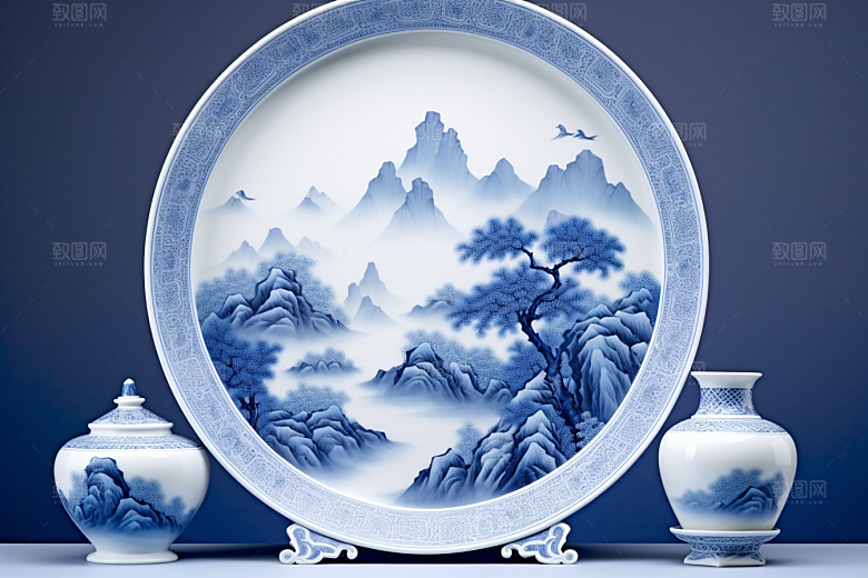 青花瓷国潮陶瓷瓷器
