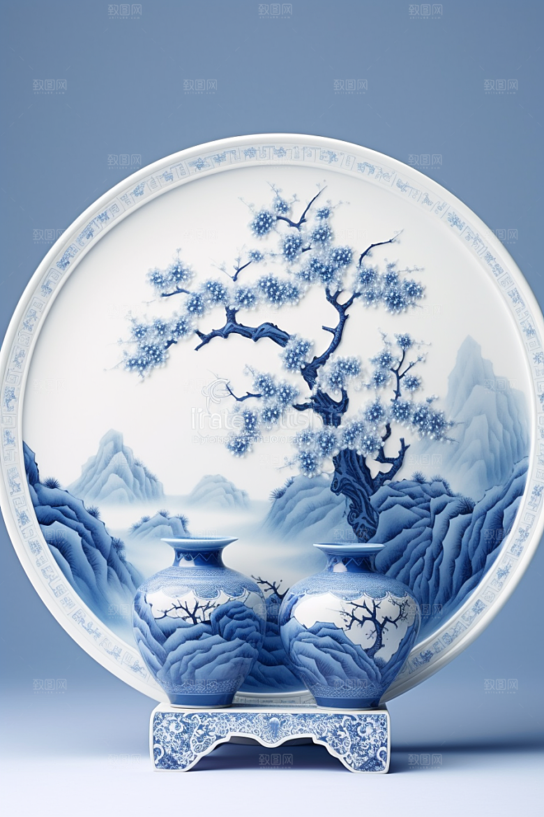 青花瓷陶瓷器皿瓷器