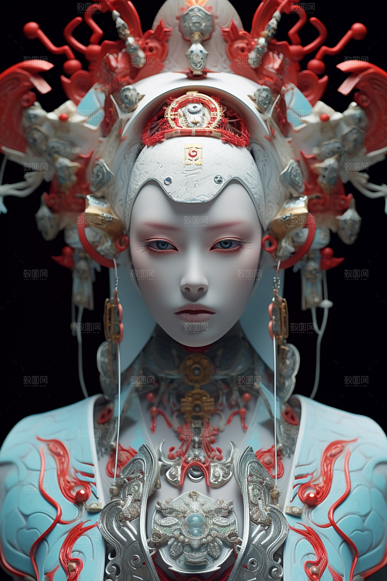 科幻国潮人物形象赛博朋克模型
