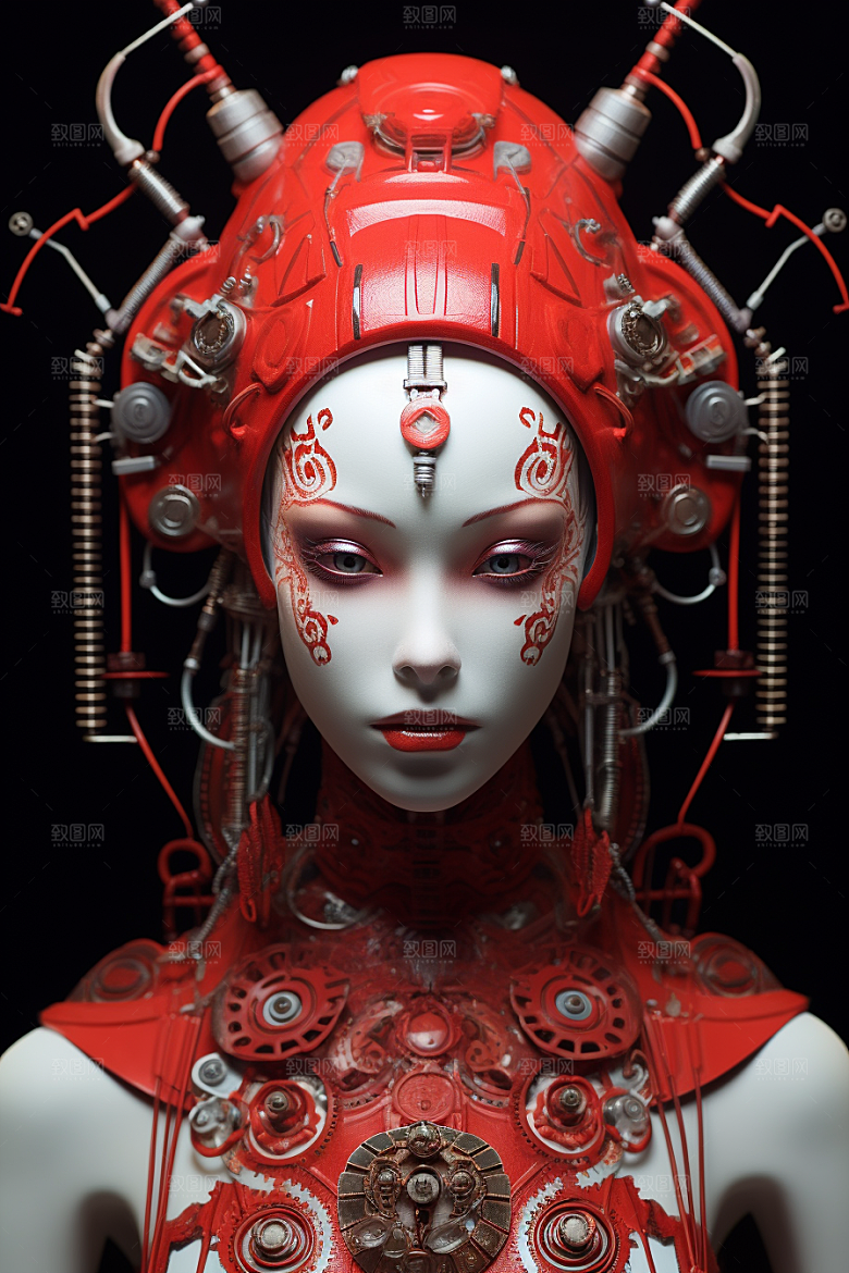 科幻国潮人物雕塑高清模型
