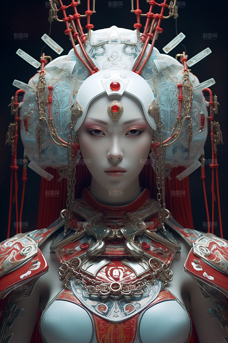 科幻国潮人物肖像中国风模型