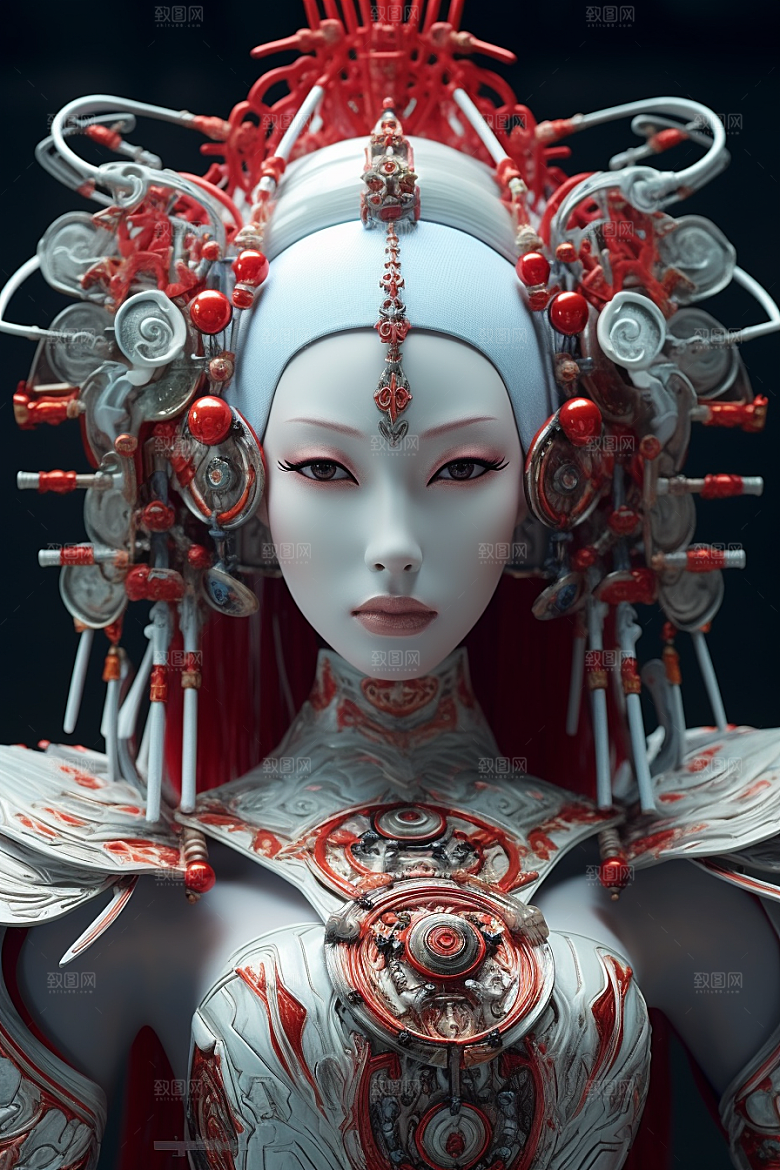 科幻国潮人物中国风形象模型
