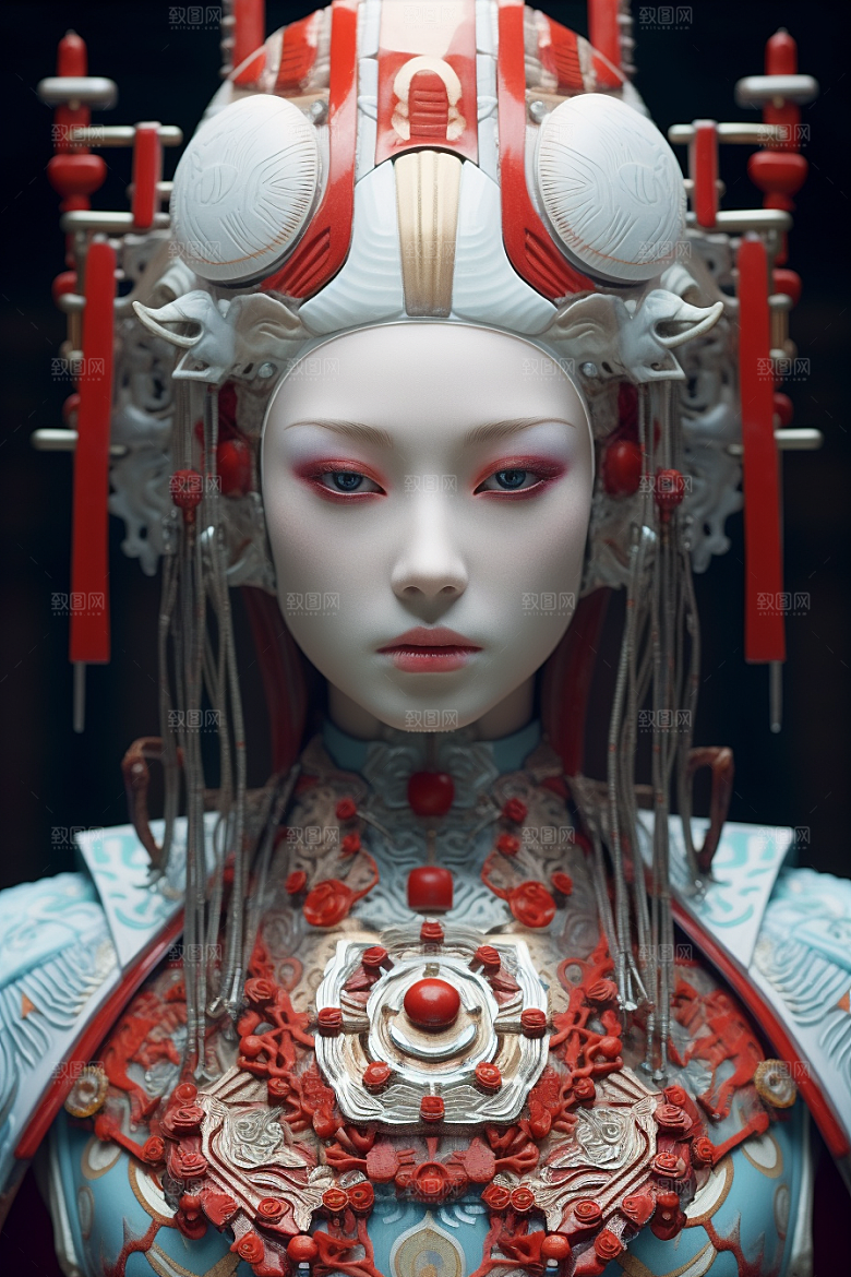 科幻国潮人物肖像赛博朋克模型