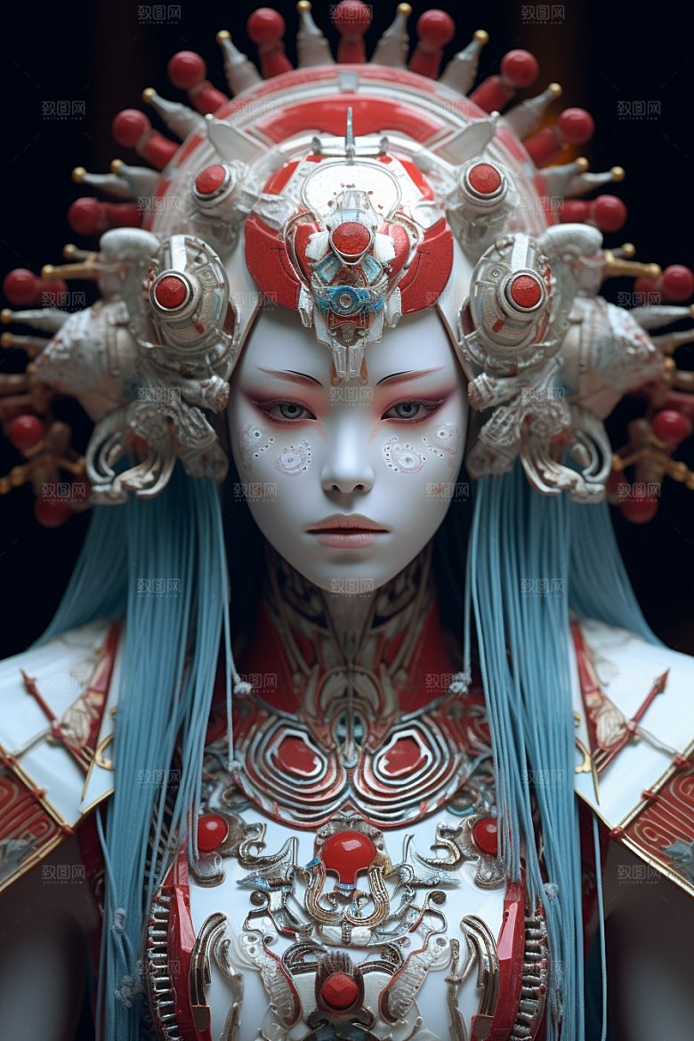 科幻国潮人物形象科技模型