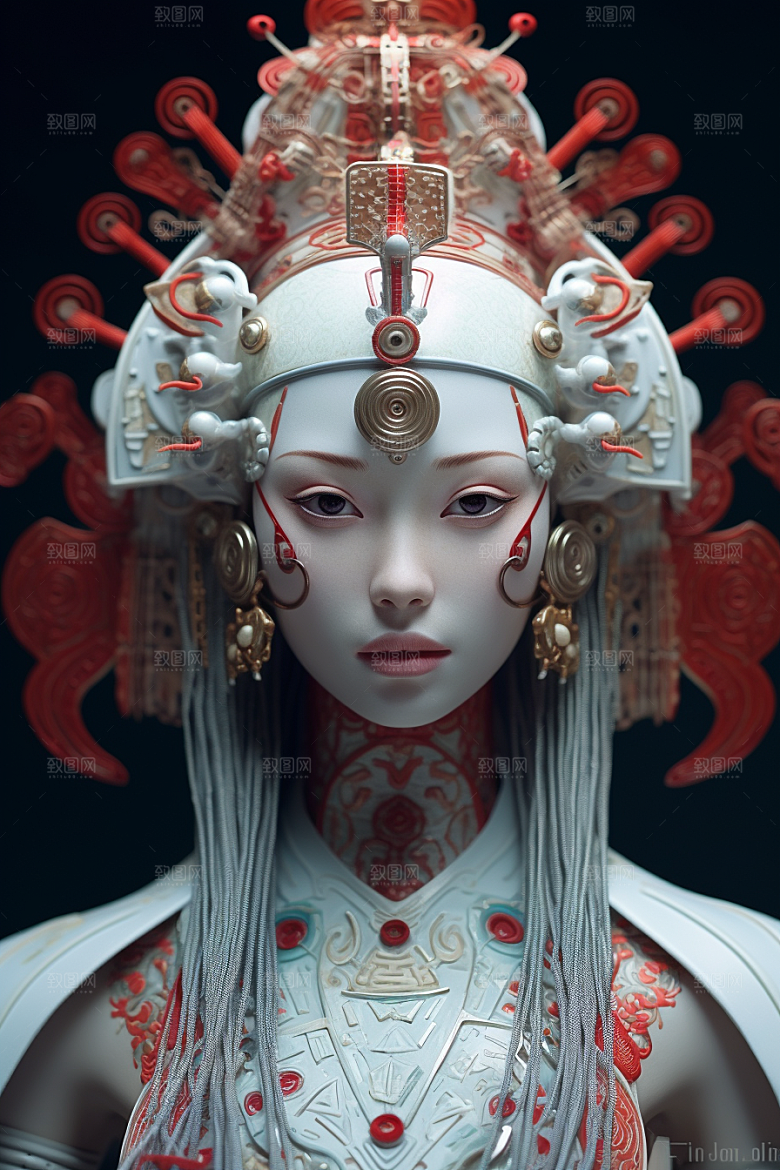 科幻国潮人物中国风高清模型