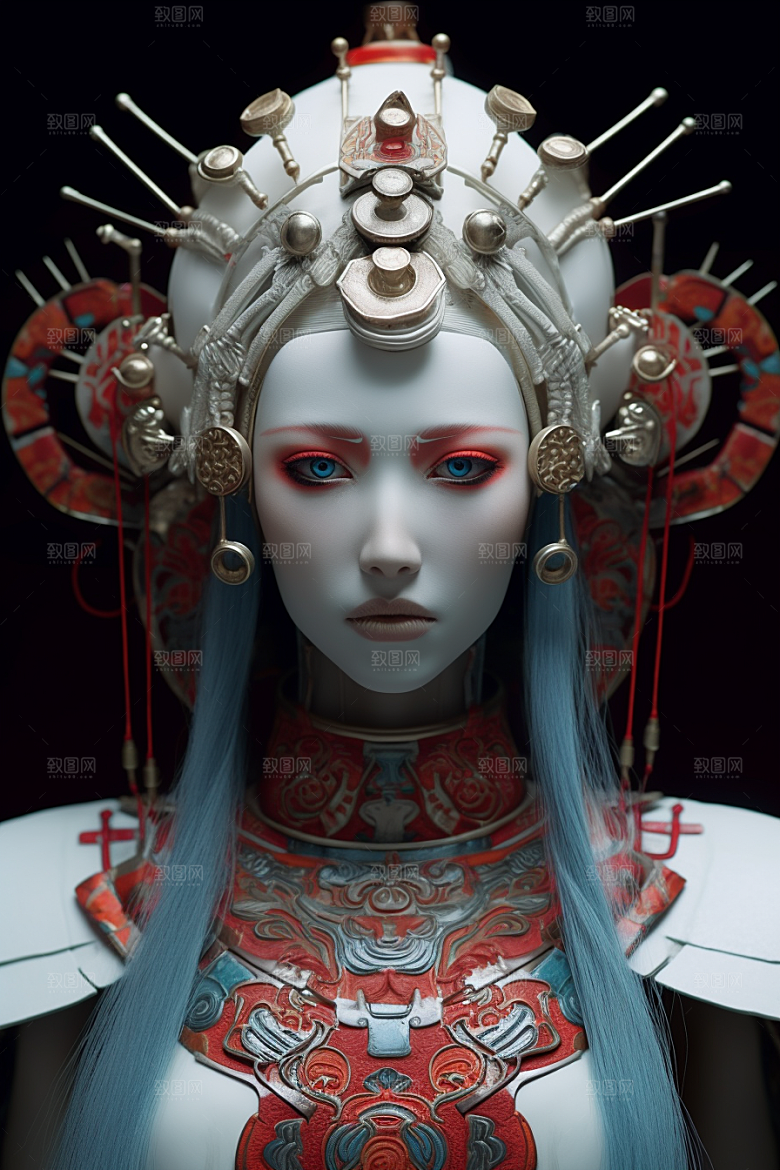 科幻国潮人物形象科技模型