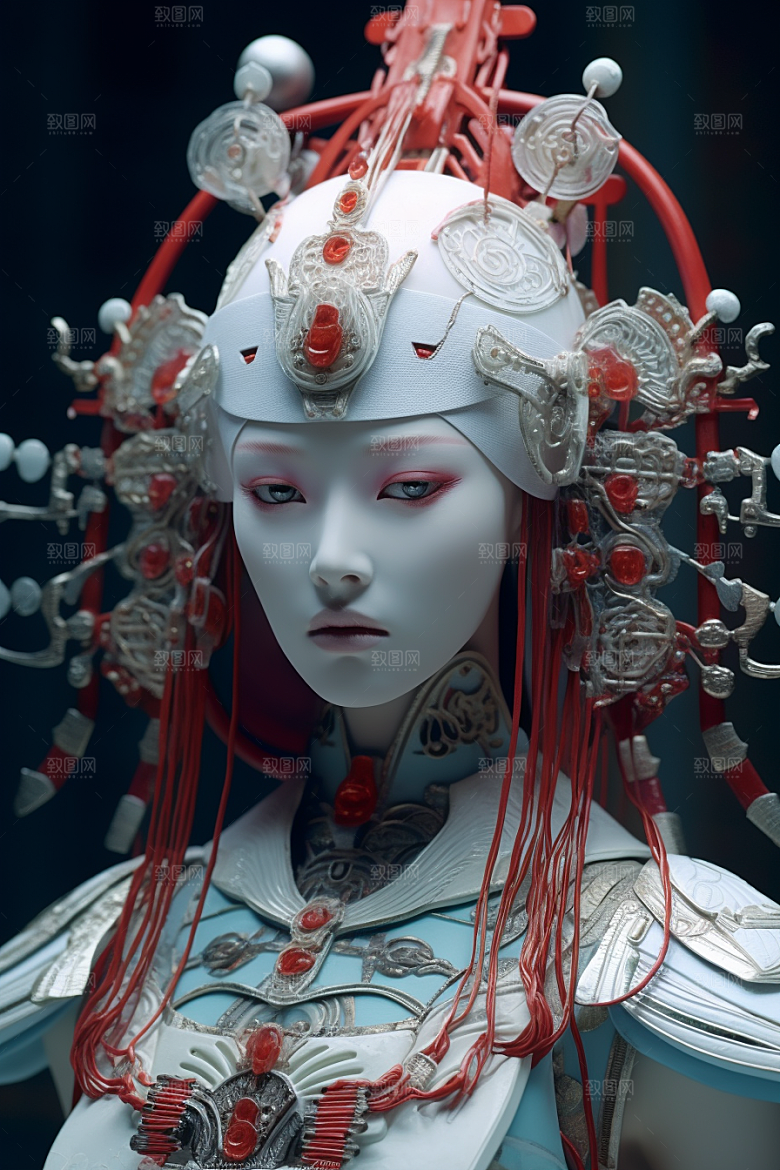 科幻国潮人物中国风科技模型