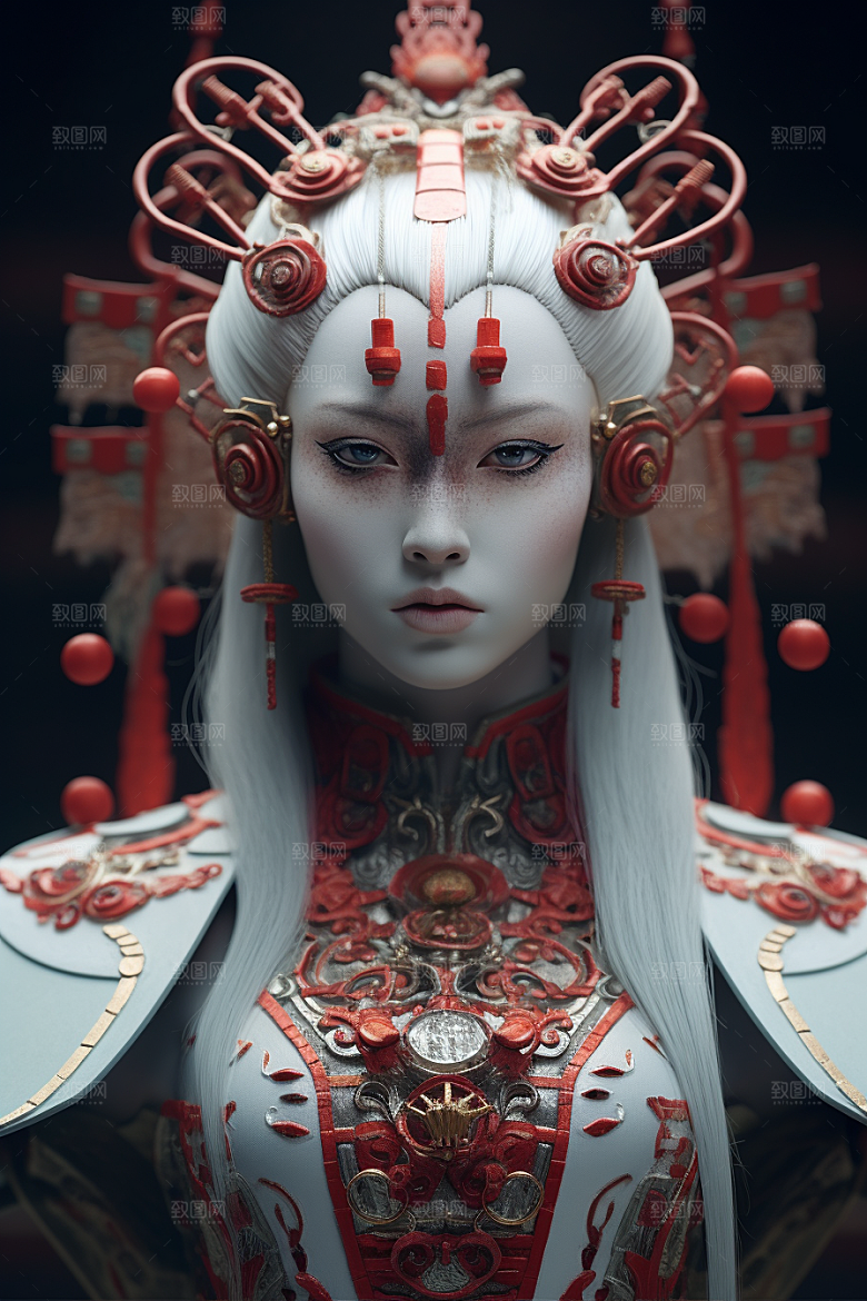科幻国潮人物肖像未来模型