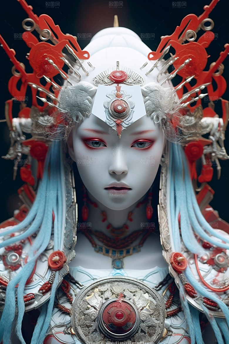 科幻国潮人物高清神话模型