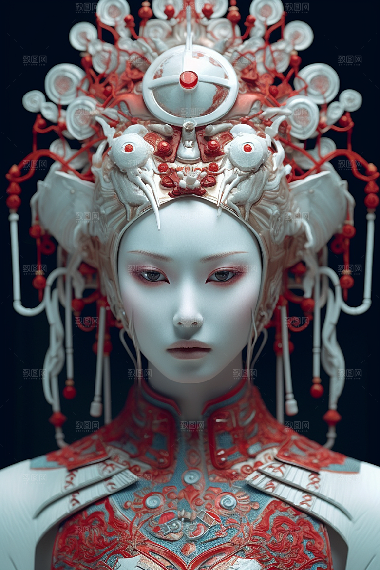 科幻国潮人物形象科技模型