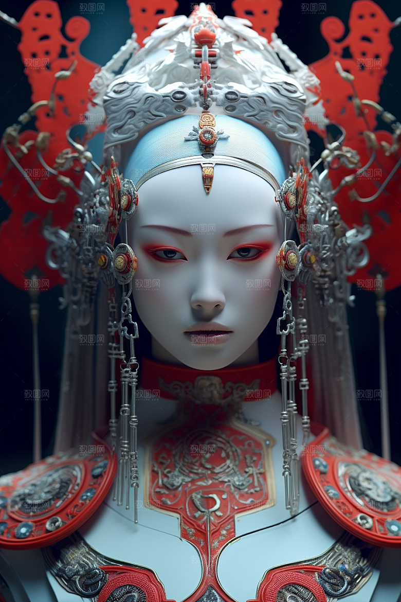 科幻国潮人物未来肖像模型