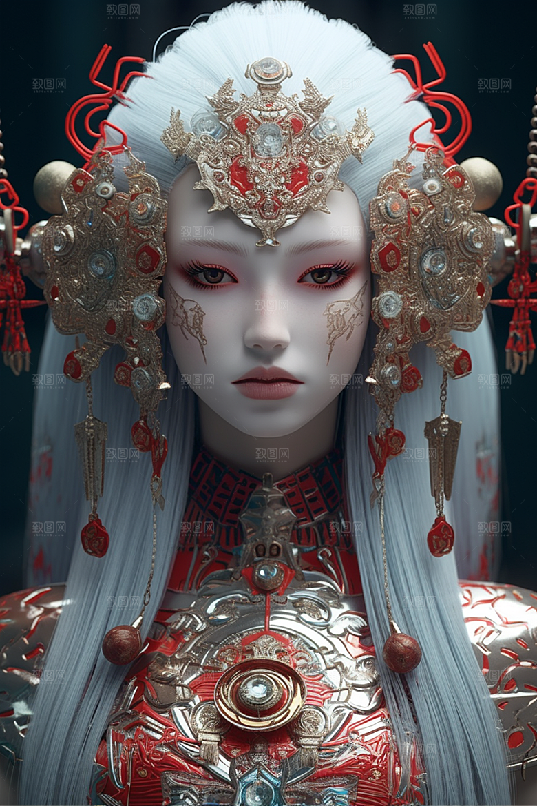 科幻国潮人物肖像形象模型