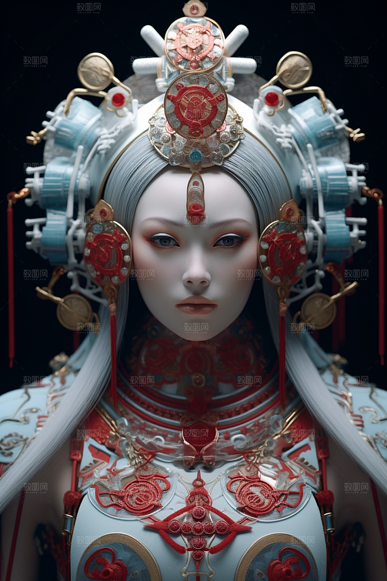 科幻国潮人物形象中国风模型