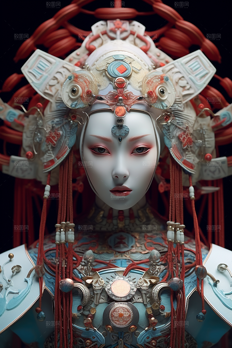 科幻国潮人物雕塑高清模型