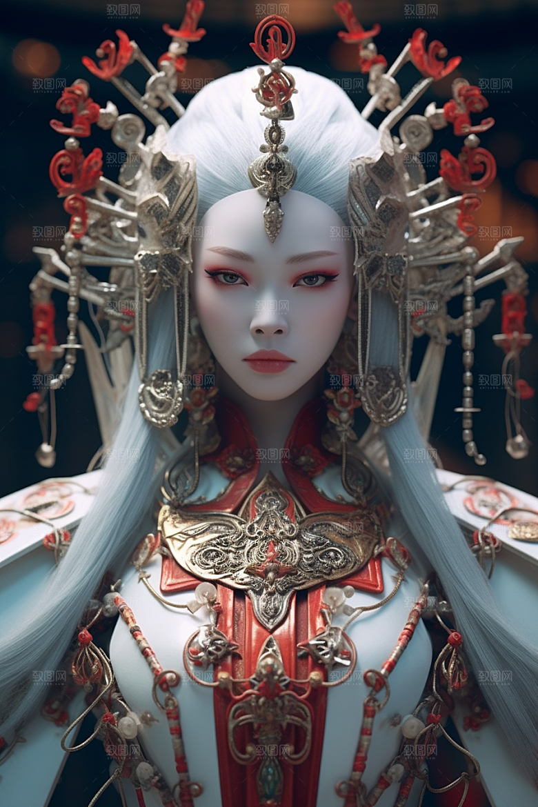 科幻国潮人物神话科技模型