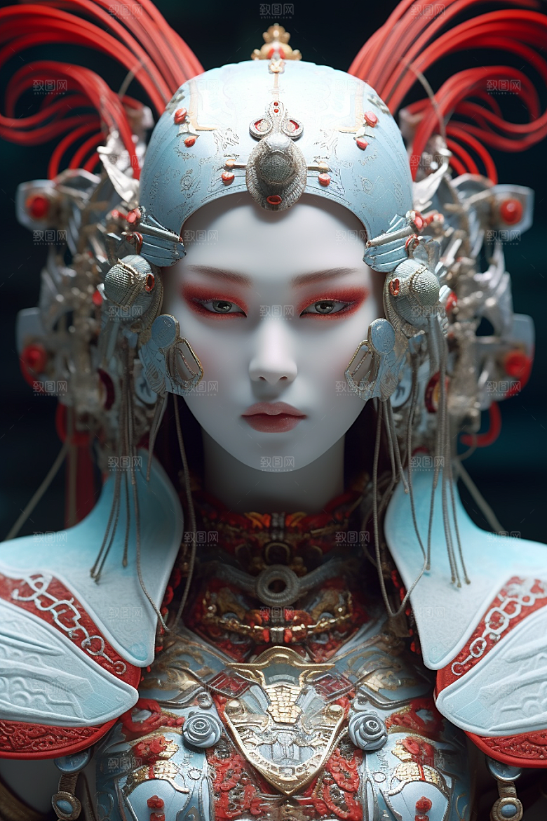 科幻国潮人物未来中国风模型