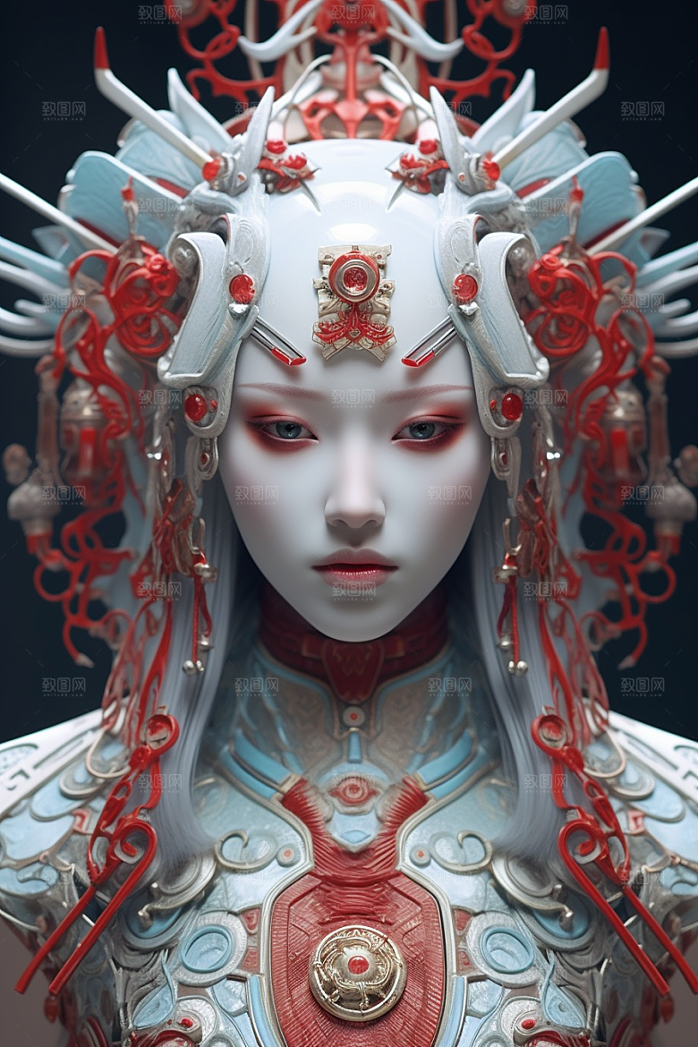 科幻国潮人物肖像赛博朋克模型