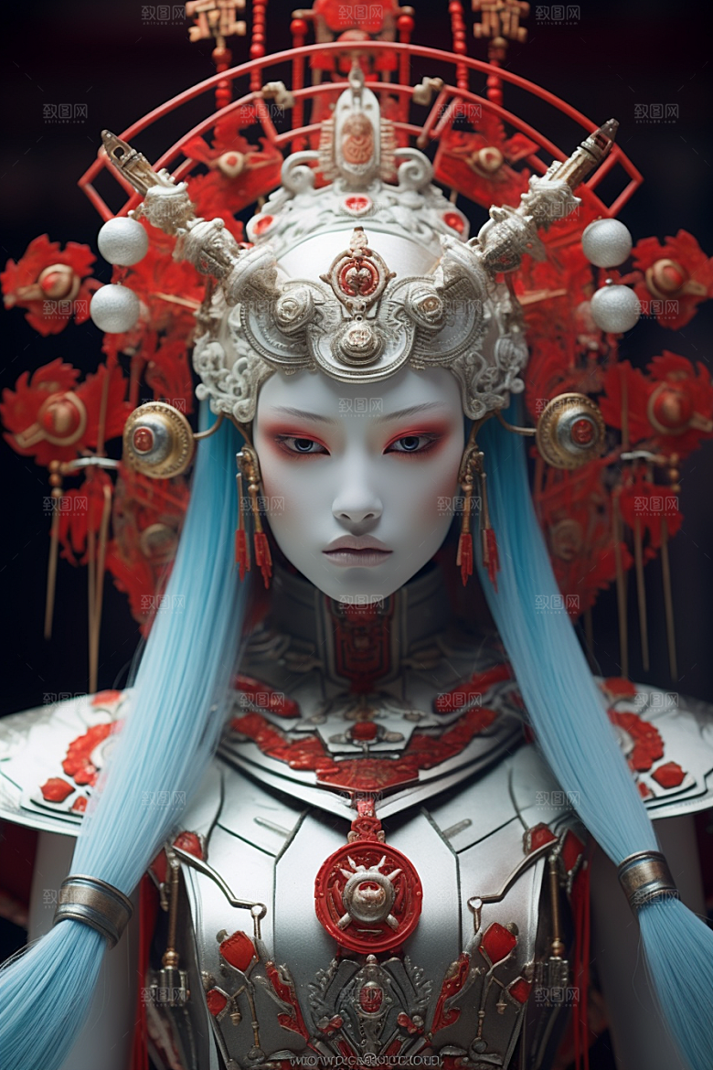 科幻国潮人物形象科技模型