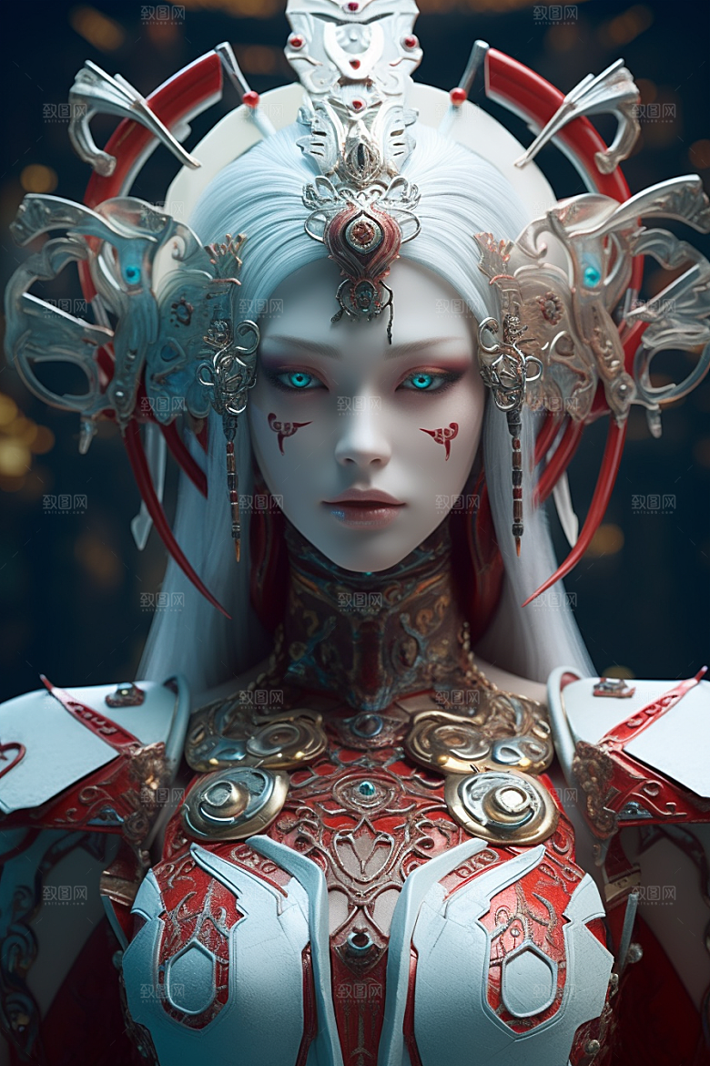 科幻国潮人物形象肖像模型
