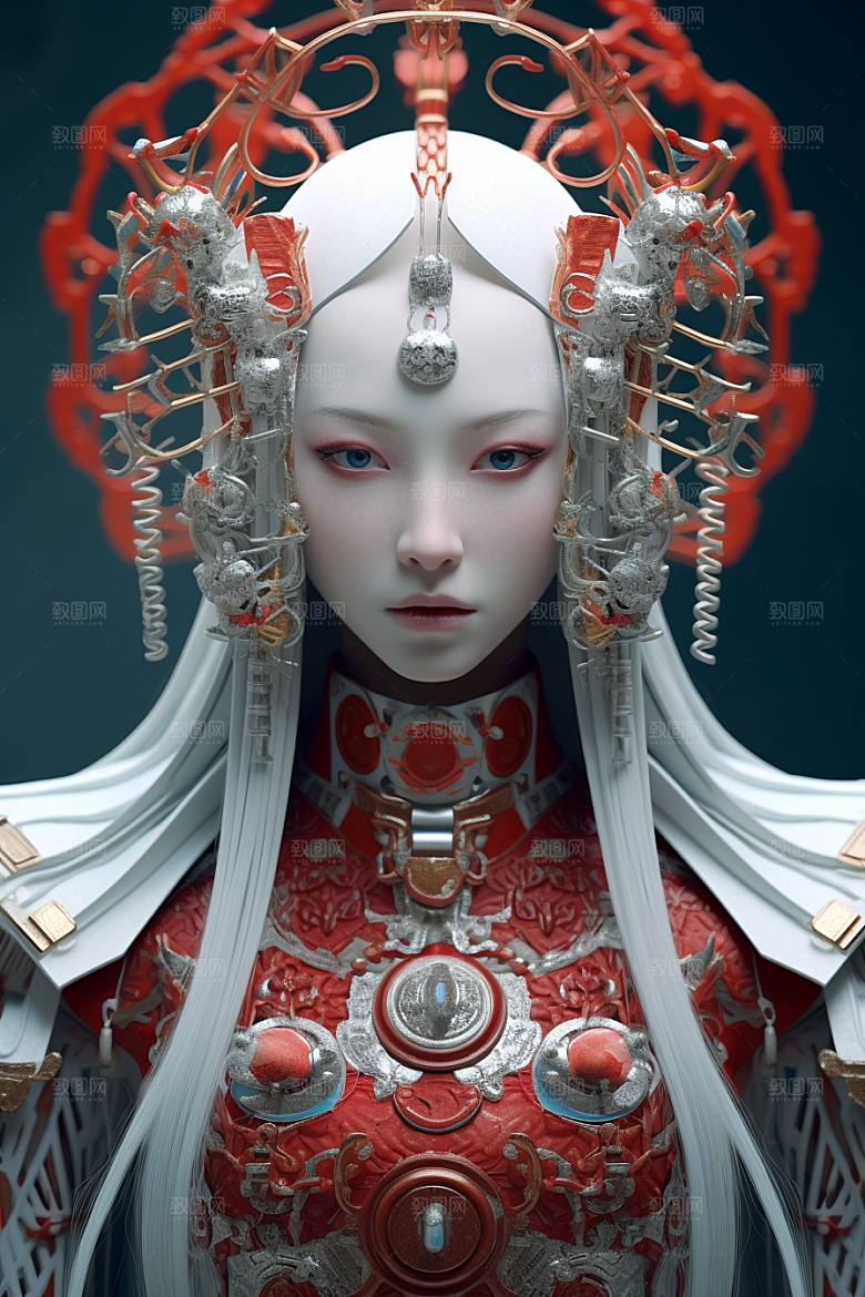 科幻国潮人物形象未来模型