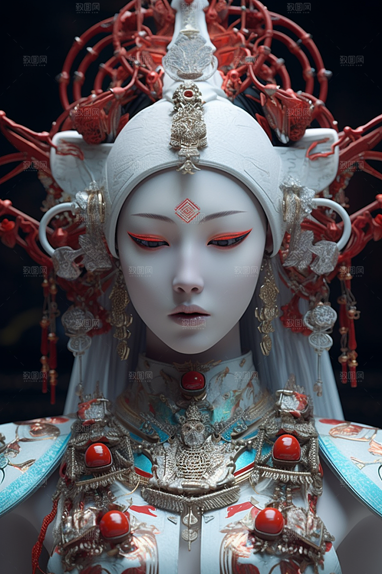 科幻国潮人物肖像高清模型
