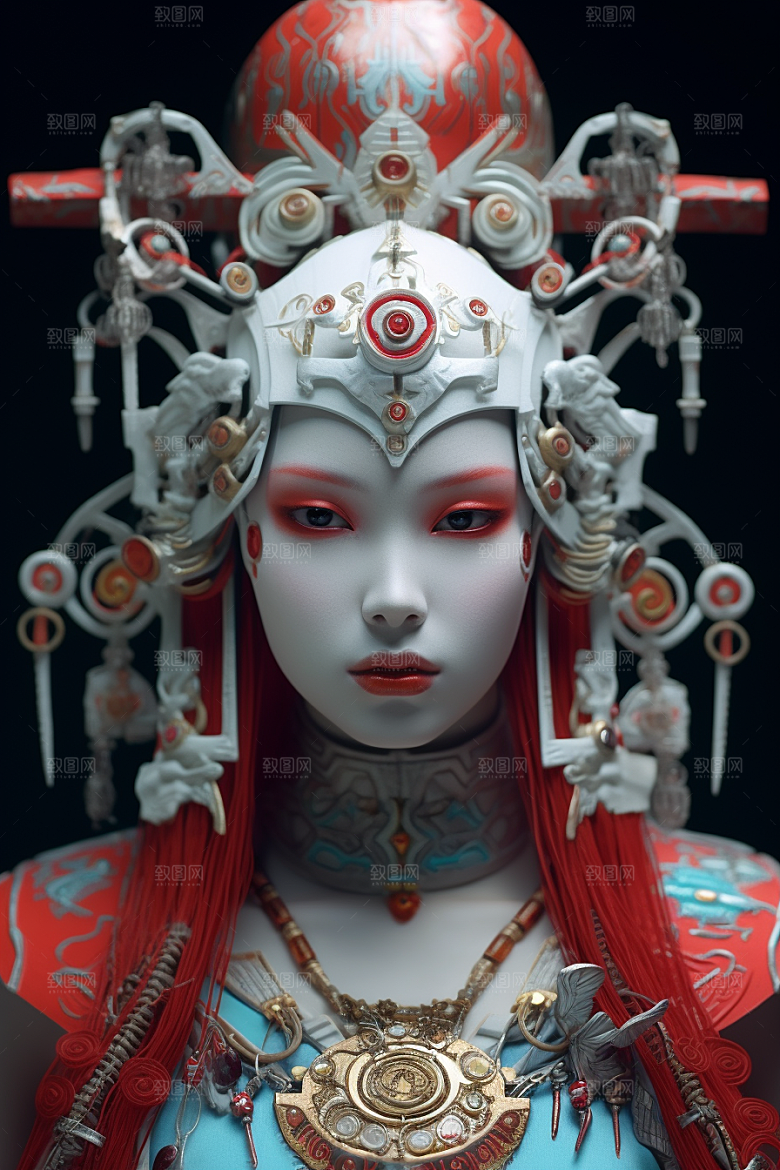 科幻国潮人物肖像高清模型