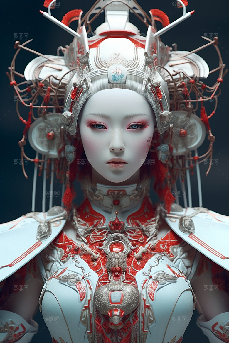 科幻国潮人物中国风神话模型