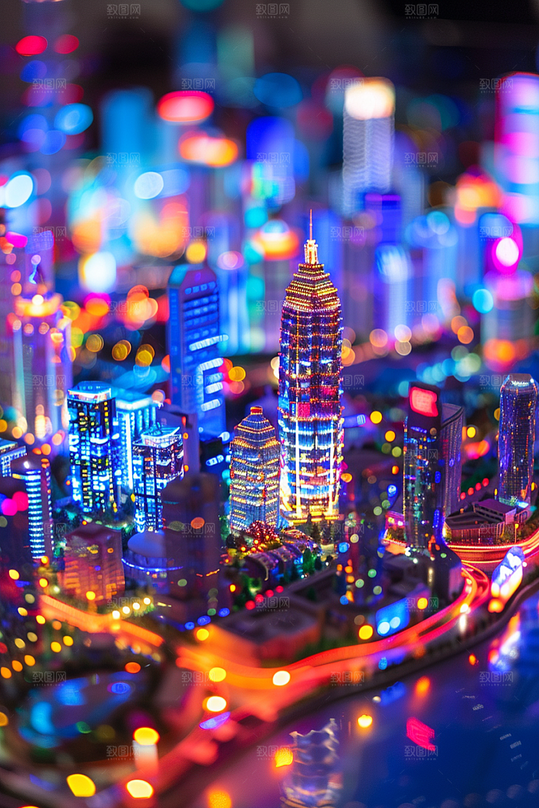 国潮光效建筑梦幻幻想风模型