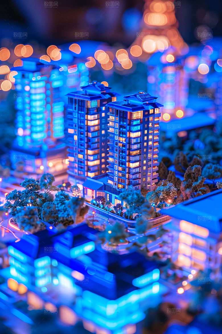 国潮光效建筑高清赛博朋克模型