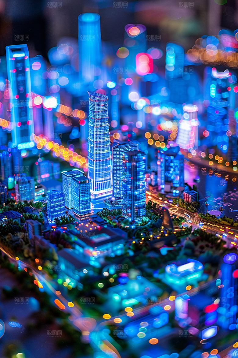 国潮光效建筑高清潮流模型