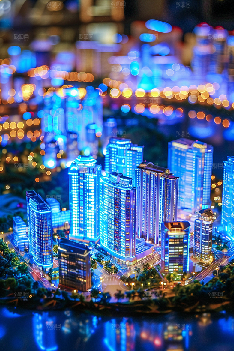 国潮光效建筑立体超现实模型