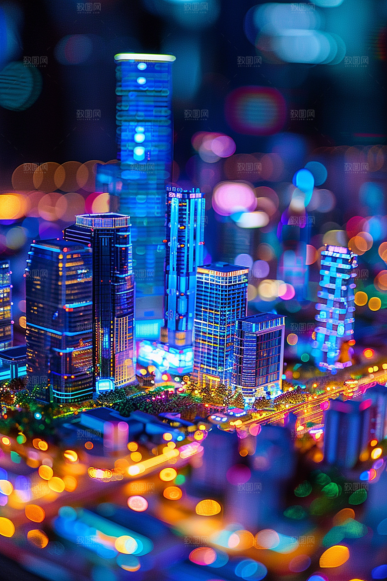 国潮光效建筑中国风3D模型