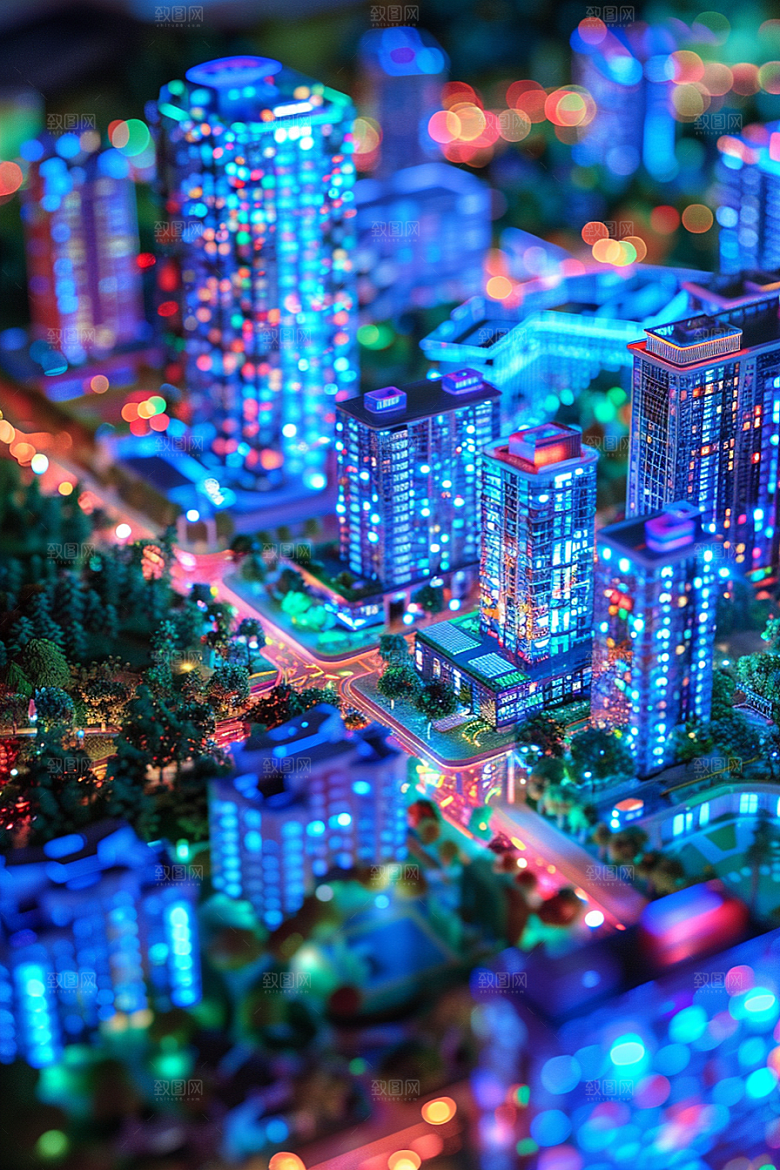 国潮光效建筑赛博朋克幻想风模型