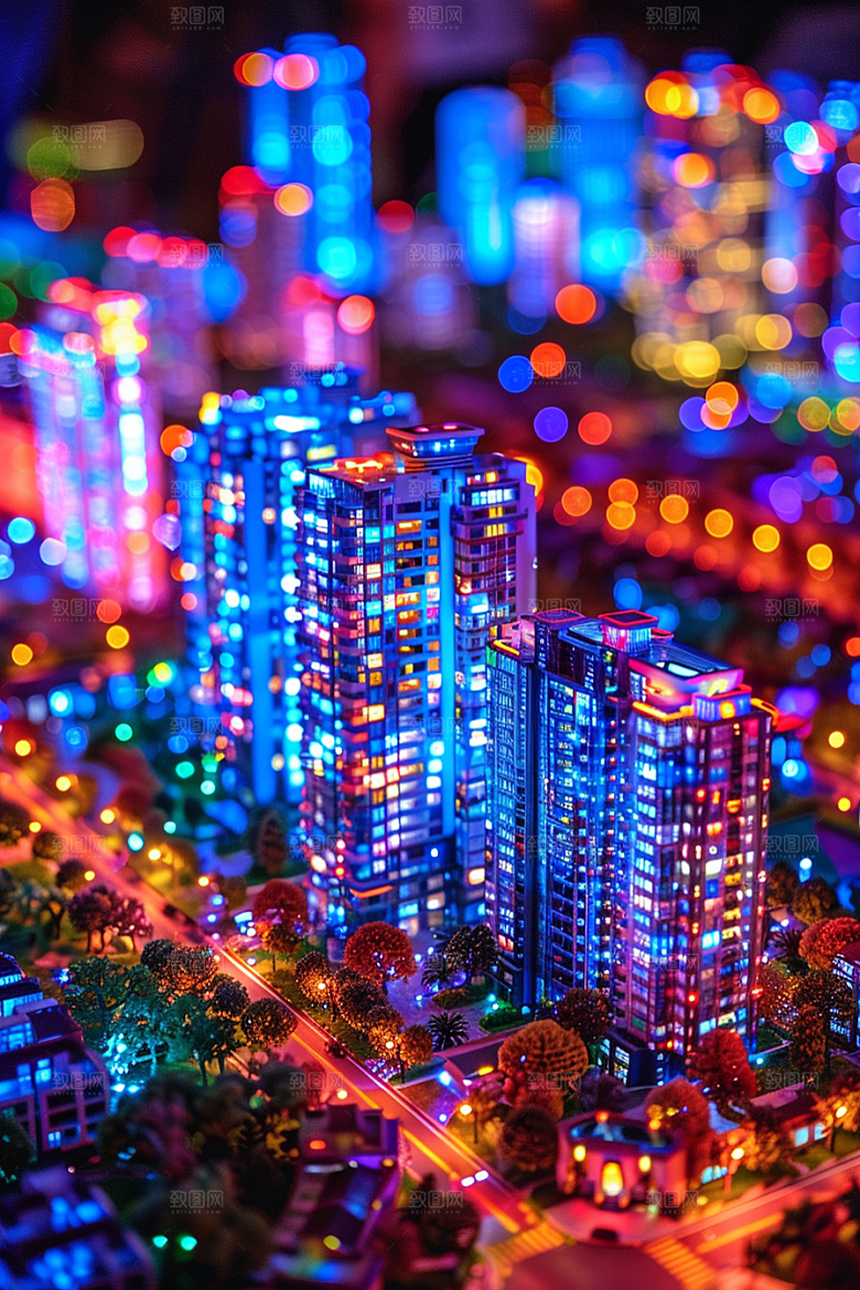 国潮光效建筑3D传统模型