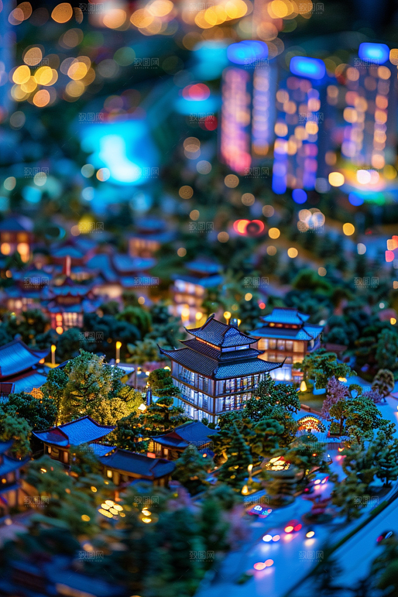 国潮光效建筑幻想风高清模型