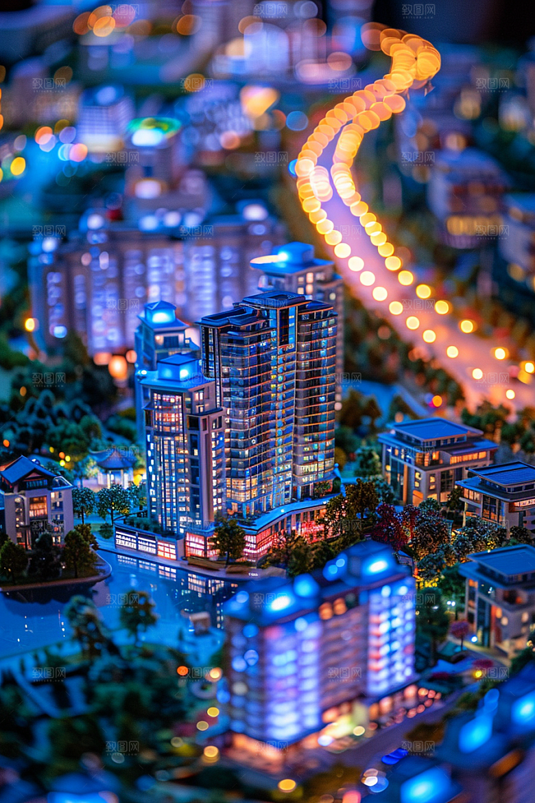 国潮光效建筑超现实潮流模型