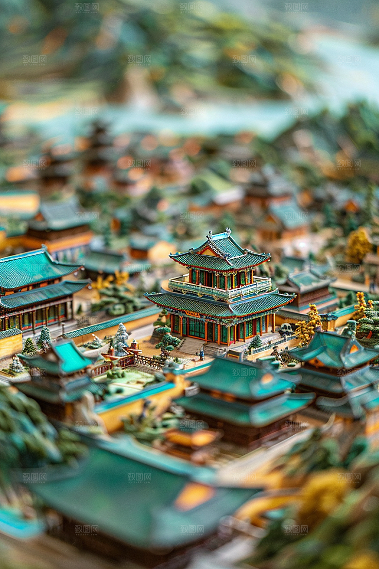 国潮光效建筑时尚超现实模型