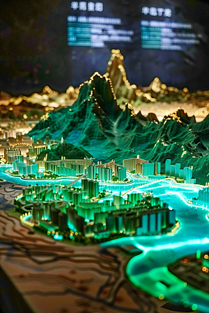 国潮光效建筑质感潮流模型