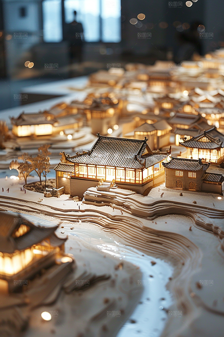 国潮光效建筑赛博朋克幻想风模型
