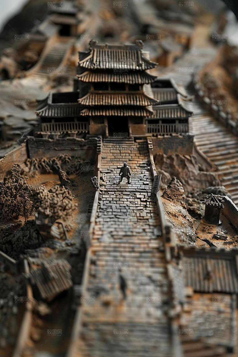 国潮光效建筑时尚超现实模型