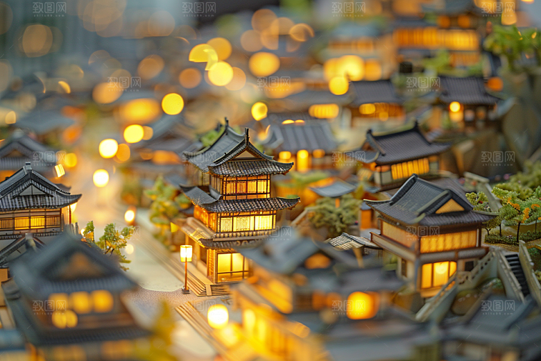 国潮光效建筑超现实高清模型